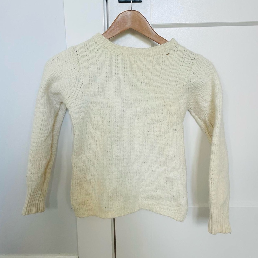 wool beige cream cropped knit sweater